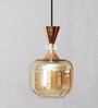 Soft Amber Glass Hanging Lamp Gold Finish