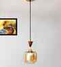 Soft Amber Glass Hanging Lamp Gold Finish