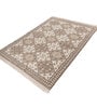 Soft Argyle Rug 5'6X7'6 ft| Beige & White Carpet Dhurrie