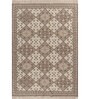Soft Argyle Rug 5'6X7'6 ft| Beige & White Carpet Dhurrie
