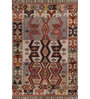 Soft Aztec Rug 5'6X7'6 ft| Natural Brown & Ribbon Red Carpet Dhurrie