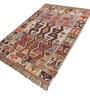 Soft Aztec Rug 5'6X7'6 ft| Natural Brown & Ribbon Red Carpet Dhurrie