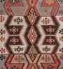 Soft Aztec Rug 5'6X7'6 ft| Natural Brown & Ribbon Red Carpet Dhurrie