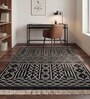Soft Aztec Rug 5X8 ft| Ebony & White Carpet Dhurrie