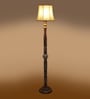 Soft Back Cotton Off White Wooden Floor Lamp