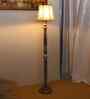 Soft Back Cotton Off White Wooden Floor Lamp