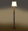 Soft Back Cotton Off White Wooden Floor Lamp