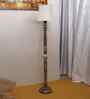 Soft Back Cotton Off White Wooden Floor Lamp