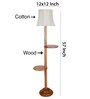 Soft Back Cotton Off White Wooden Floor Lamp