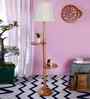 Soft Back Cotton Off White Wooden Floor Lamp