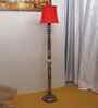 Soft Back Cotton Red Wooden Floor Lamp