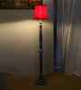 Soft Back Cotton Red Wooden Floor Lamp