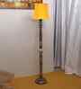 Soft Back Cotton Yellow Wooden Floor Lamp