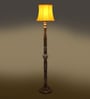 Soft Back Cotton Yellow Wooden Floor Lamp