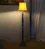 Soft Back Cotton Yellow Wooden Floor Lamp