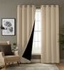 Soft Beige Blackout Polyester Polyester Curtains for Door Pack of 2