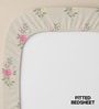 Soft Brown Floral 200 TC Cotton King Sized Fitted Bedsheet with 2 Pillow Covers