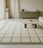 Soft Checkered Rug 4'6X6'6 ft| White & Treetop Carpet Dhurrie