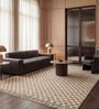 Soft Checkered Rug 5'6X8 ft| Natural & White Carpet Dhurrie