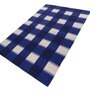 Soft Checkered Rug 5X8 ft| Dark Night Blue & White Carpet Dhurrie