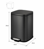 Black Soft-Close Bathroom Trash Can 6L Stainless Steel Pedal Bin with Lid & Liner