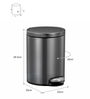 Grey Soft-Close Stainless Steel Trash Can 5 Litre