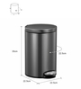 Grey Soft-Close Stainless Steel Trash Can for Home & Kitchen 8 Litre