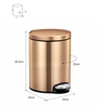 Brown Soft-Close Stainless Steel Trash Can 5 Litre