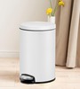 White Soft-Close Stainless Steel Trash Can for Home & Kitchen 5 Litre
