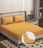 Orange Soft Cotton Breathable and Wrinkel Free Double Fitted Bedsheet with 2 Pillow Covers