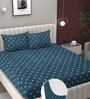 Blue Soft Cotton Breathable and Wrinkel Free Double Fitted Bedsheet with 2 Pillow Covers