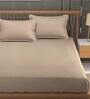 Brown Soft Cotton Breathable and Wrinkel Free Double Fitted Bedsheet with 2 Pillow Covers