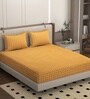 Orange Soft Cotton Breathable and Wrinkel Free Double Fitted Bedsheet with 2 Pillow Covers