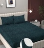 Dark Green Soft Cotton Breathable and Wrinkel Free Double Fitted Bedsheet with 2 Pillow Covers