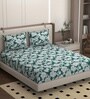Green Soft Cotton Breathable and Wrinkel Free Double Fitted Bedsheet with 2 Pillow Covers