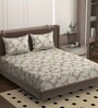 Cream Soft Cotton Breathable and Wrinkel Free Double Fitted Bedsheet with 2 Pillow Covers