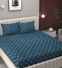 Blue Soft Cotton Breathable and Wrinkel Free Double Fitted Bedsheet with 2 Pillow Covers