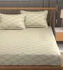 Beige Soft Cotton Breathable and Wrinkel Free Double Fitted Bedsheet with 2 Pillow Covers