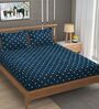 Blue Soft Cotton Breathable and Wrinkel Free Double Fitted Bedsheet with 2 Pillow Covers