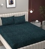 Dark Green Soft Cotton Breathable and Wrinkel Free Double Fitted Bedsheet with 2 Pillow Covers