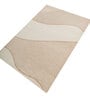 Soft Curved Liner Geometric Rug 3X4'6 ft| Beige & White Carpet Dhurrie