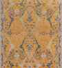 Soft Ethnic Motif Rug 5X8 ft| Yellow flash & Deep Navy Carpet Dhurrie