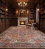 Soft Floral & Botanical Rug 9X12 ft| Twilight Blue & Amber Carpet