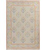 Soft Floral Rug 5X8 ft| White & Deep Navy Carpet Dhurrie