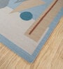 Silver Lake Blue Geometric Wool & Polyester 8X5 Feet Handmade Carpet