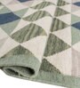 Soft Geometric Diamond Rug 5X8 ft| Deep Navy & Treetop Carpet Dhurrie