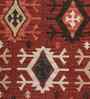 Soft Geometric Motif Rug 4'6X6'6 ft| Ribbon Red & Ebony Carpet Dhurrie