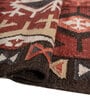 Soft Geometric Motif Rug 4'6X6'6 ft| Ribbon Red & Ebony Carpet Dhurrie