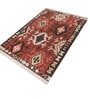 Soft Geometric Motif Rug 4'6X6'6 ft| Ribbon Red & Ebony Carpet Dhurrie