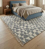 Soft Geometric Rug 5X8 ft| White & Wisteria Carpet Dhurrie